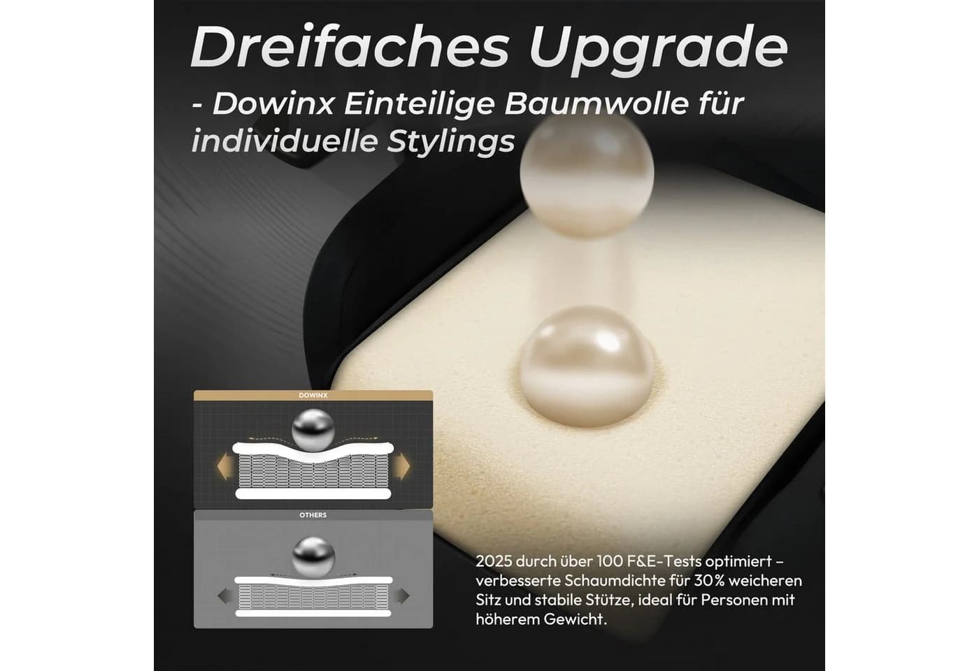 Dowinx Gaming-Stuhl Mikrofaser-Velours Atmungsaktiv Ergonomisch - Bild 4