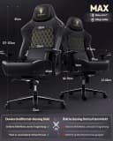 Dowinx Gaming-Stuhl Bürostuhl Schwarz 200kg Belastbarkeit 4D Armlehnen Bild 4