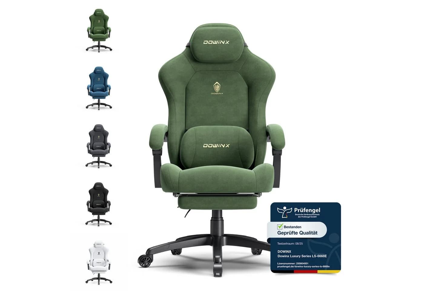 Dowinx Gaming-Stuhl Atmungsaktiver Ergonomischer Bürostuhl Mikrofaser-Velours - Bild 2