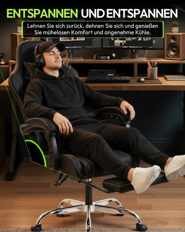 Dowinx Gaming-Stuhl Bürostuhl Massage Sessel mit höhenverstellbaren Linkage-Armlehnen - Bild 3