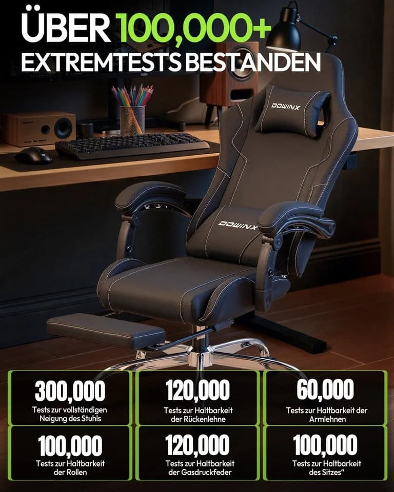 Dowinx Gaming-Stuhl Bürostuhl Massage Sessel mit höhenverstellbaren Linkage-Armlehnen - Bild 5
