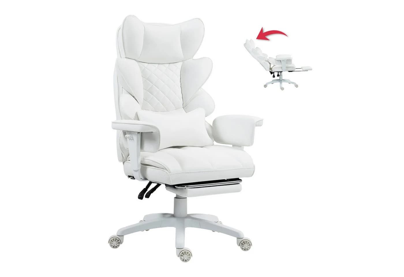 Dowinx Gaming-Stuhl Bürostuhl Ergonomisch mit Taschenfeder-Kissen Weiß - Bild 2