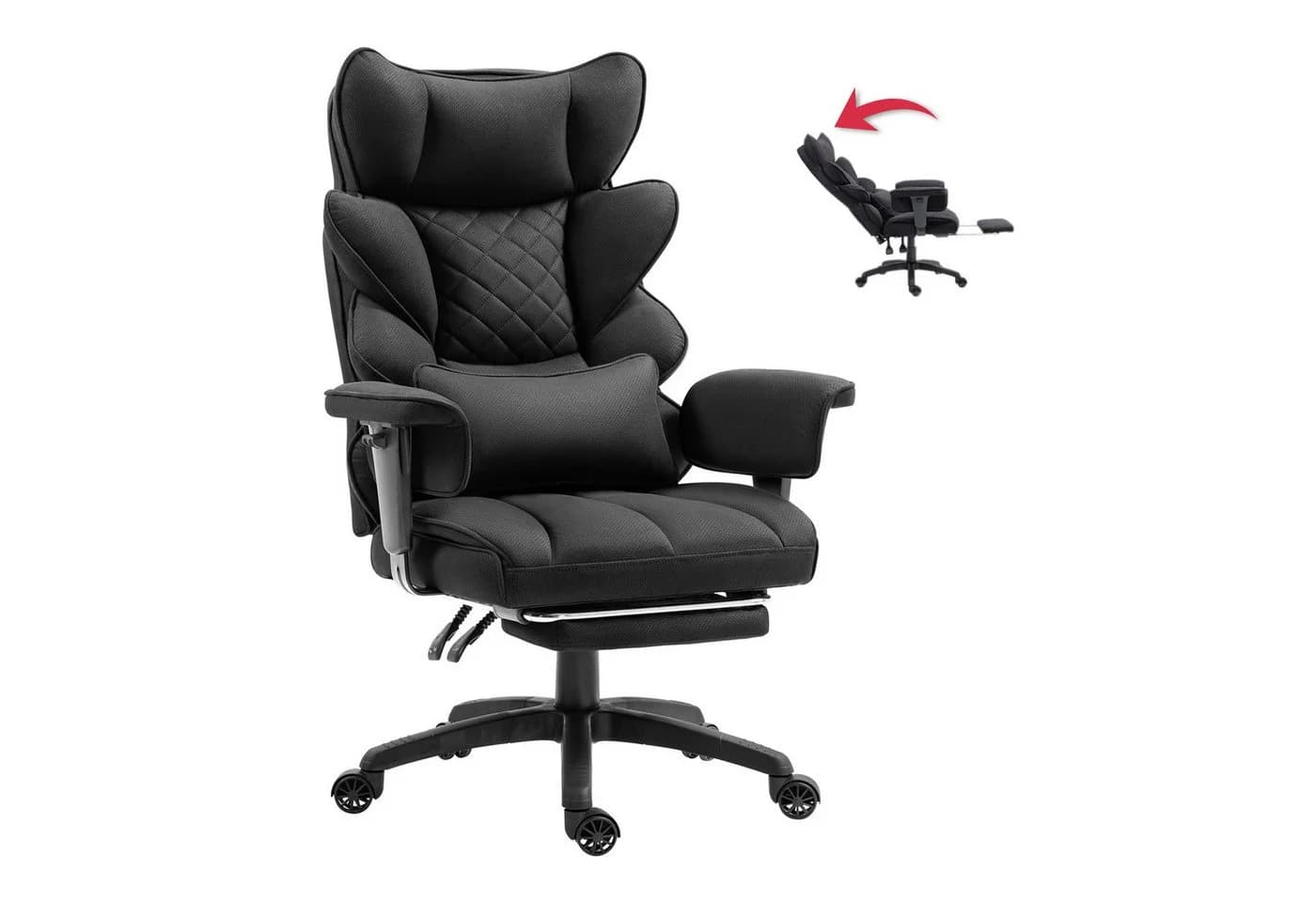 Dowinx Gaming-Stuhl Bürostuhl Ergonomisch mit Taschenfeder-Kissen Schwarz - Bild 2