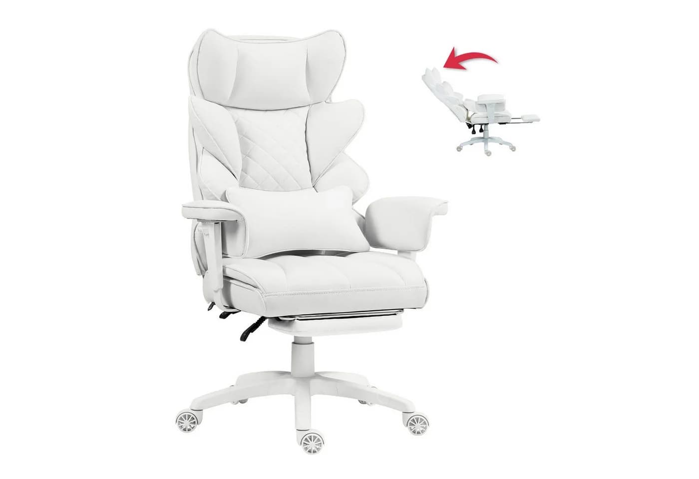 Dowinx Gaming-Stuhl Bürostuhl Ergonomisch mit Taschenfeder-Kissen Weiß - Bild 2