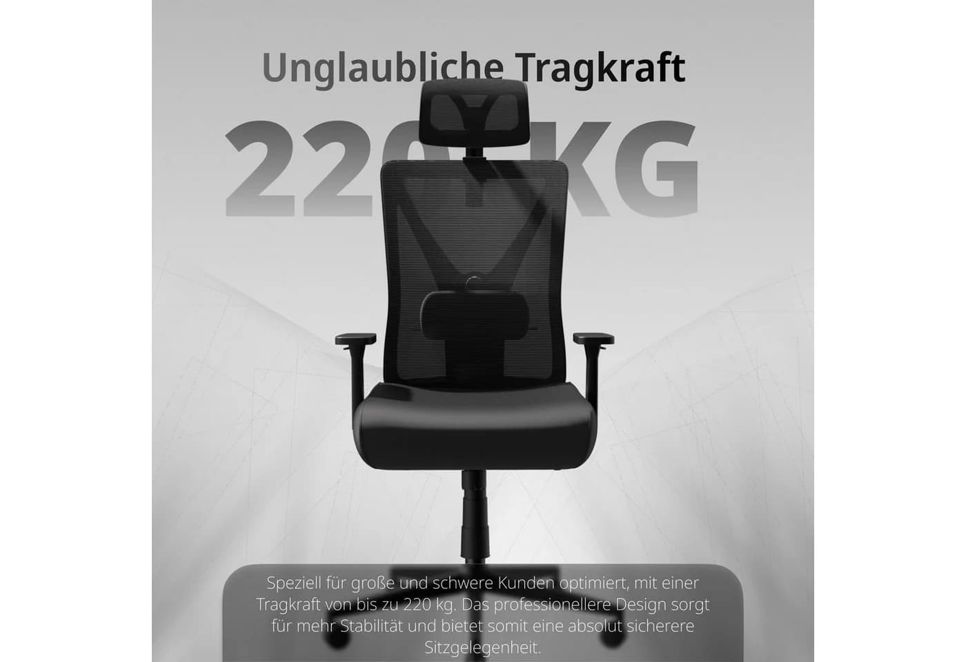 Dowinx Bürostuhl mit höhenverstellbarer Rückenlehne und 3D-Armlehnen Schwarz - Bild 5