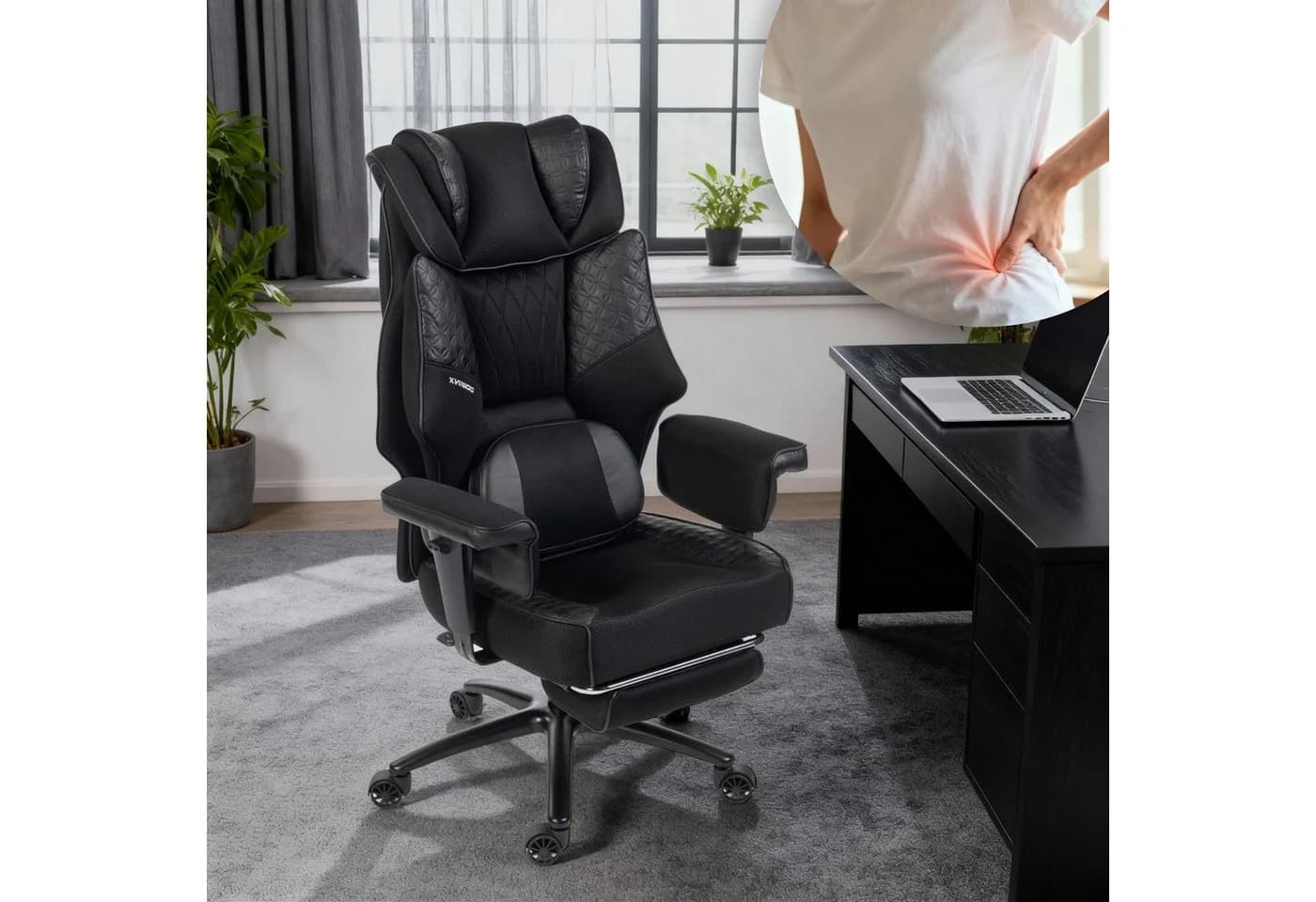Dowinx Gaming-Stuhl Schwarz mit Massage & Mesh - Bild 2