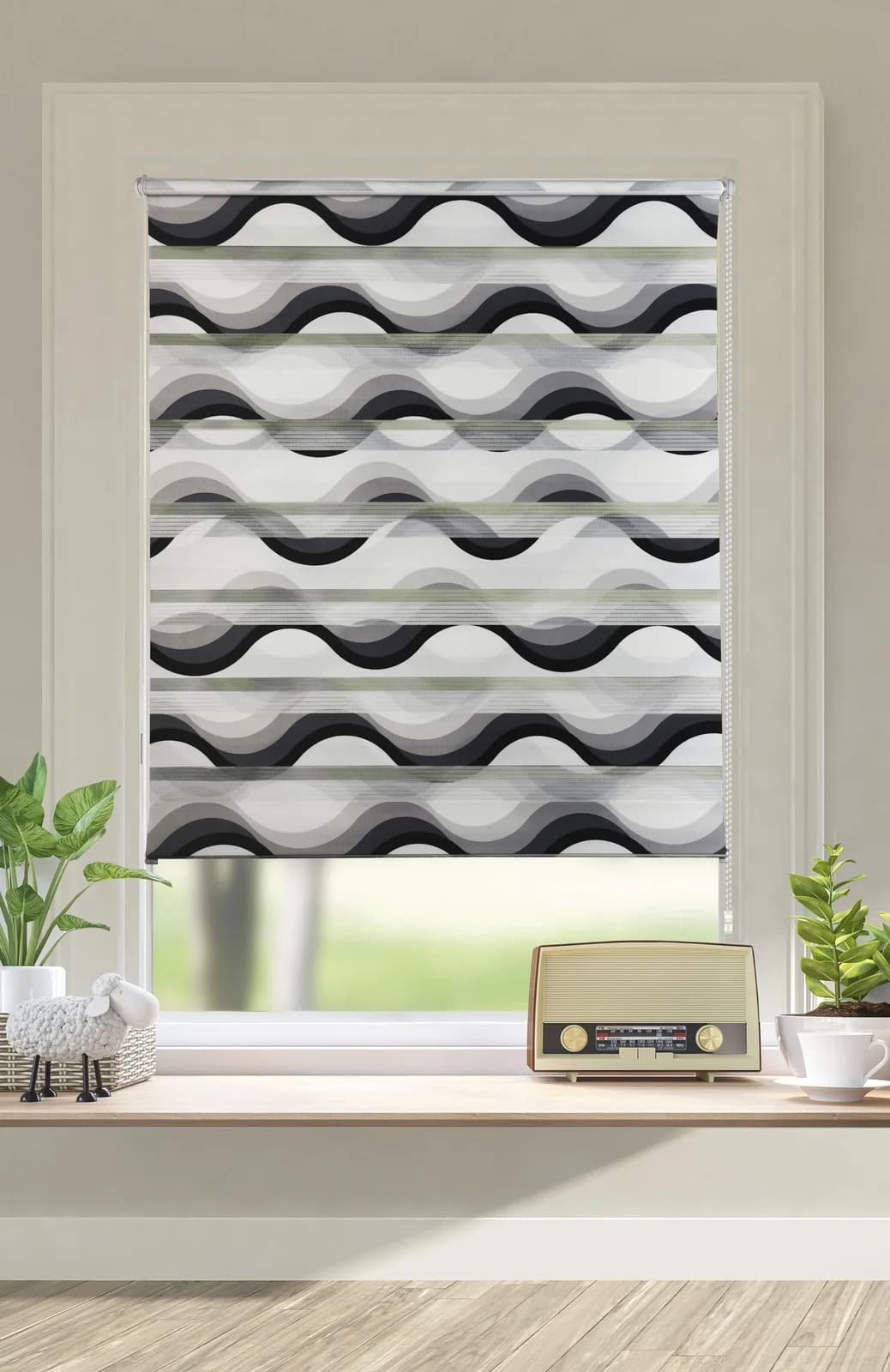Doppelrollo MY HOME "Welle" Grau Wellenmuster Klemmfix