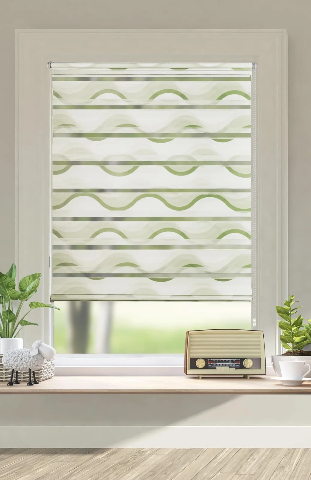 Doppelrollo OTTO HOME Welle Gr. 9 grün Klemmfix 100x130cm