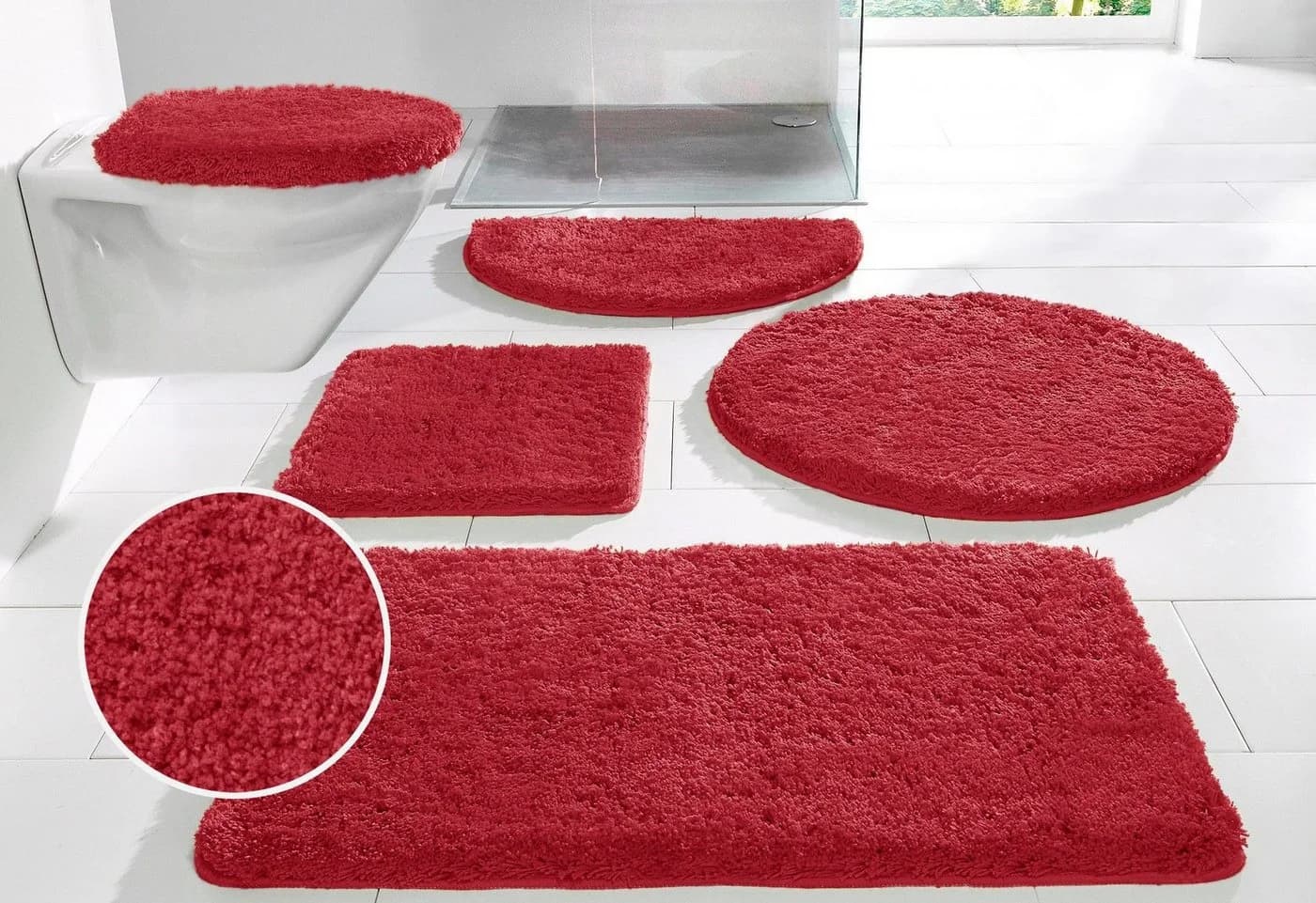 OTTO home Badematte Sanremo Rot Uni-Design Rutschhemmend - Bild 2