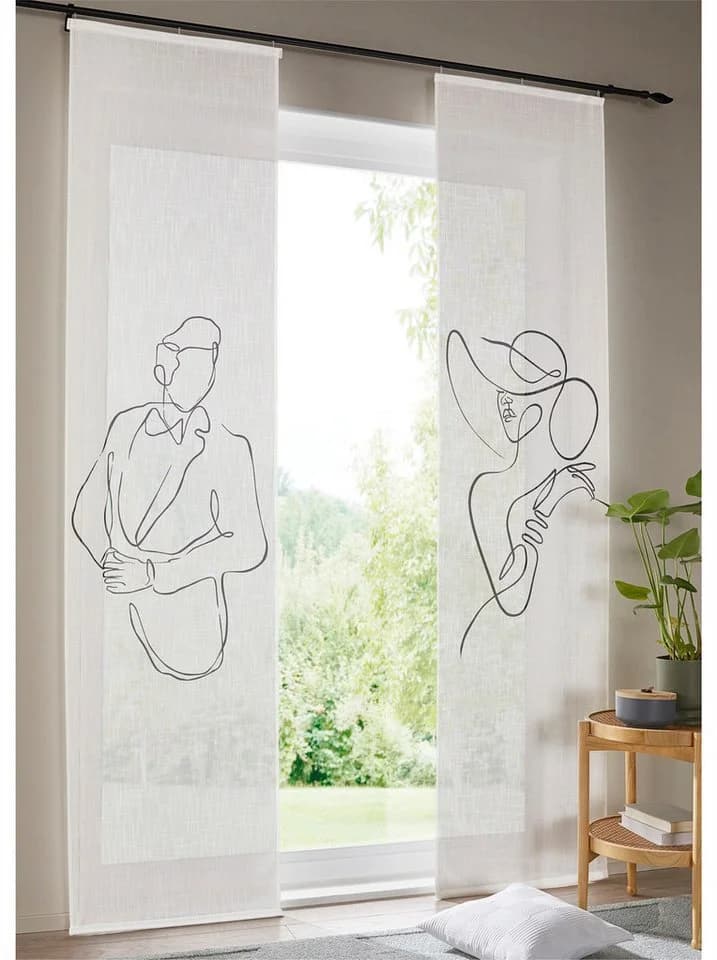 HEINE HOME Schiebegardine weiß-schwarz 57x175 cm - Bild 5