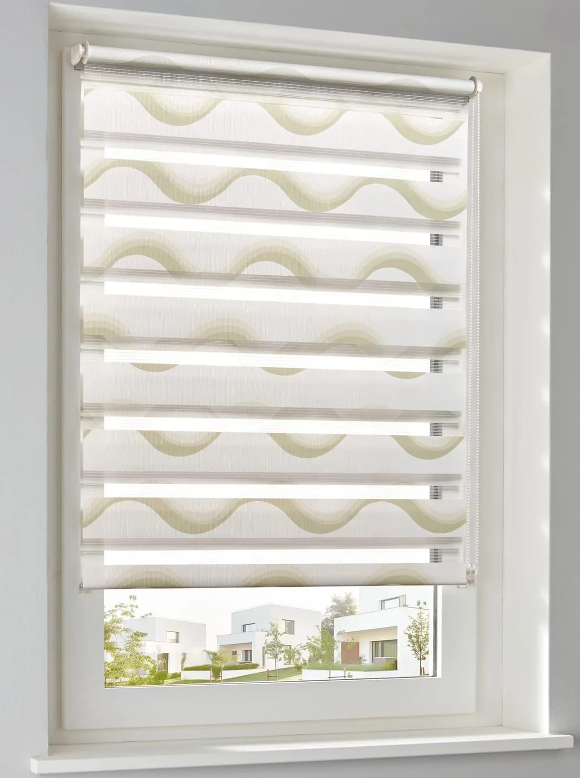 Seitenzugrollo HEINE HOME Gr. 1 Weiß-Beige 100% Polyester