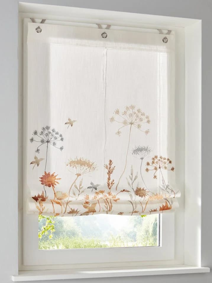 Raffrollo HEINE HOME Blumen-Dessin Weiß - Bild 2