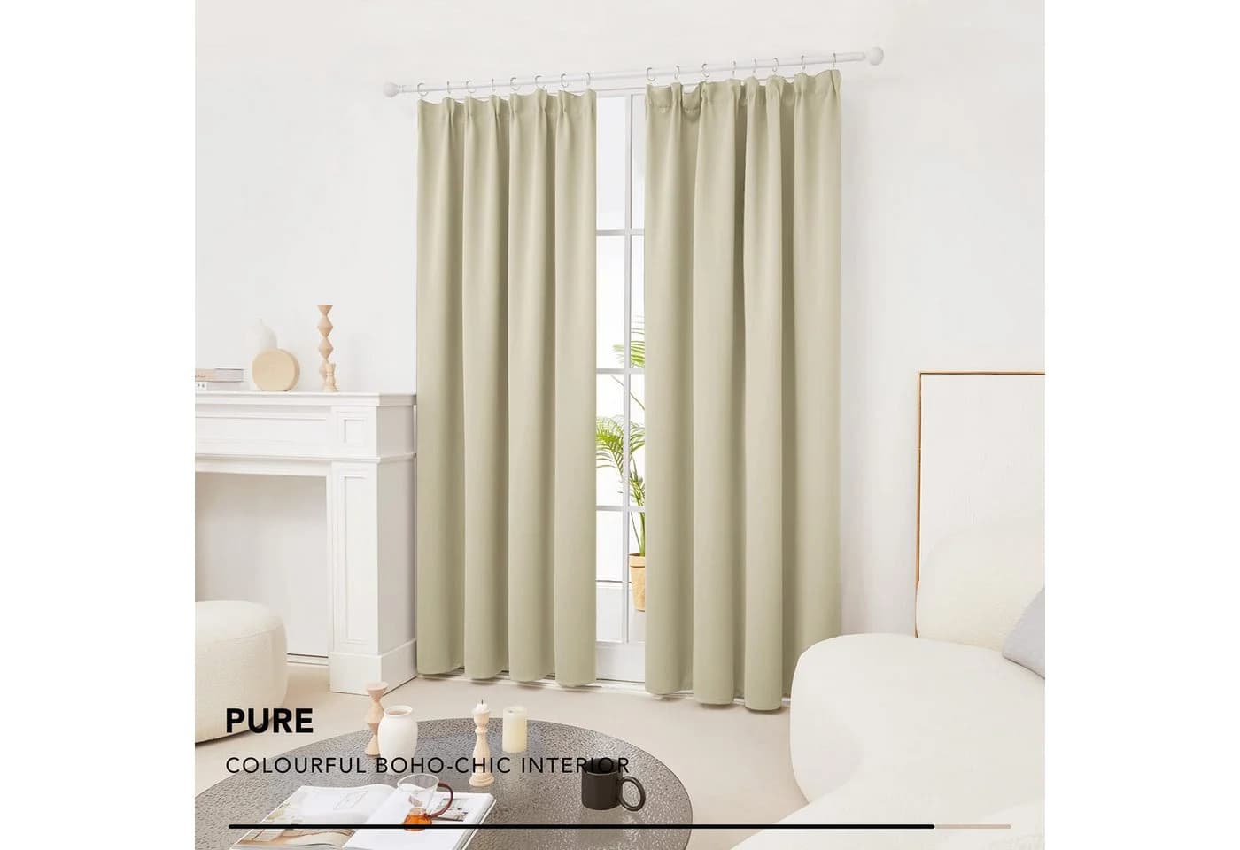 Deconovo Verdunkelungsvorhang Blickdicht Beige - Bild 3