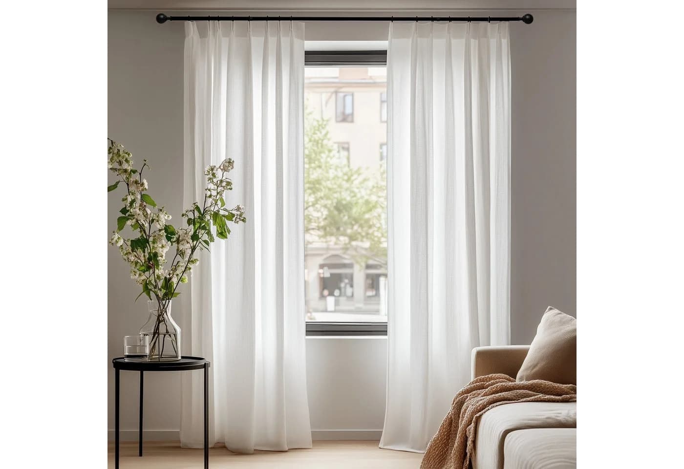 Deconovo Vorhang Halbtransparent Weiß Kräuselband Voile Gardine - Bild 2