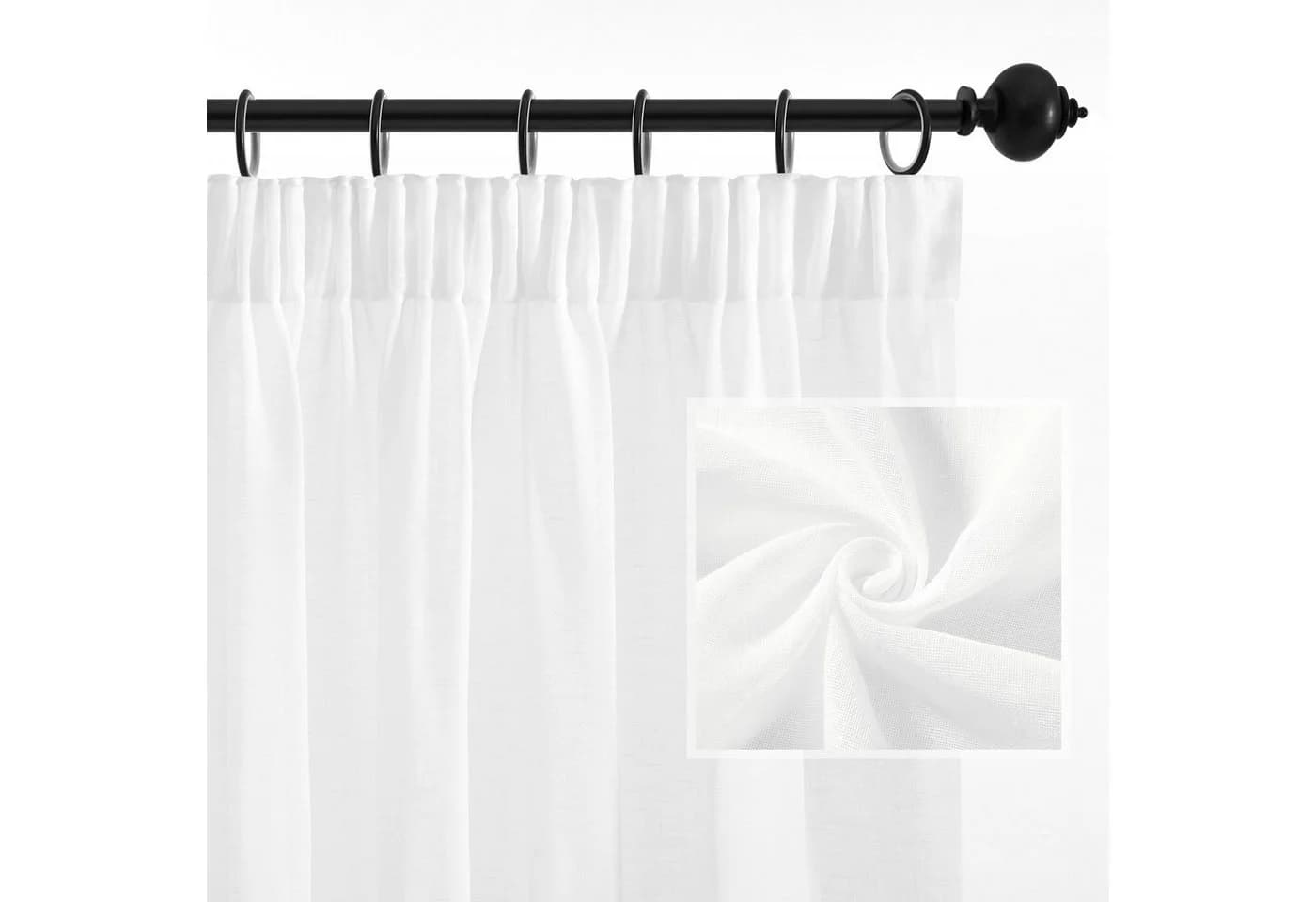 Deconovo Vorhang Halbtransparent Weiß Kräuselband Voile Gardine - Bild 5