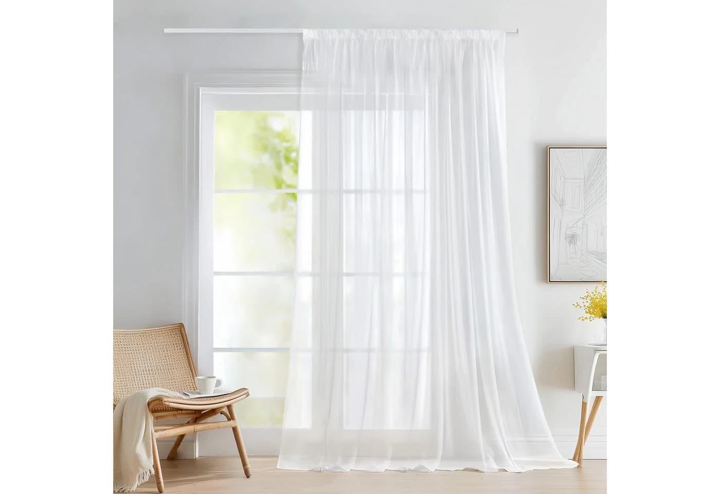 Deconovo Gardinenschals mit Kräuselband Wohnzimmer 1er Set, Store - Bild 2