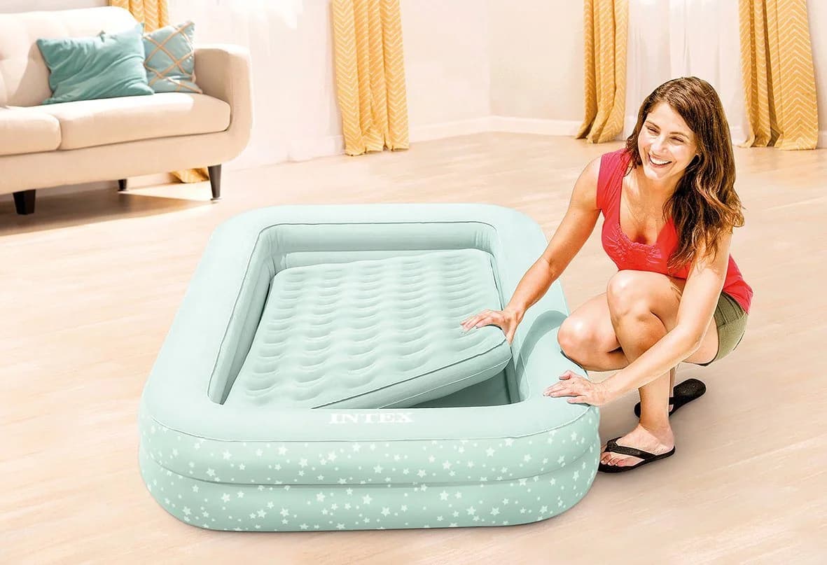INTEX KidzTravel Luftbett Kinder Reisebett Mintgrün mit Handpumpe - Bild 5