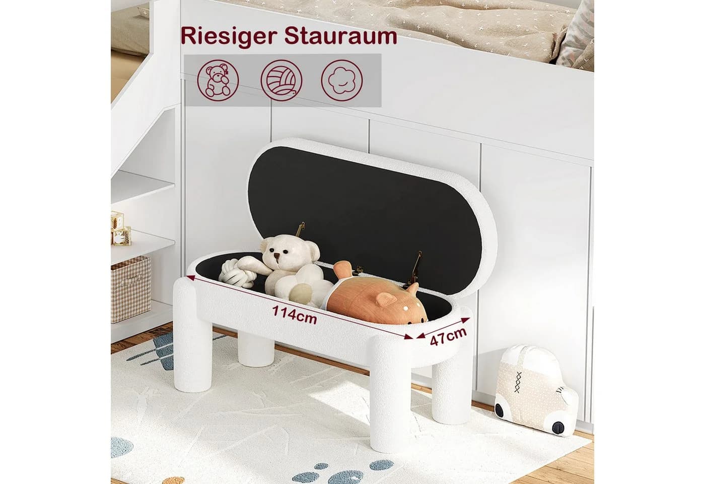 EUGAD Sitzbank (1-St) mit Stauraum, Polsterbank aus Teddystoff, 250 kg belastbar - Bild 4