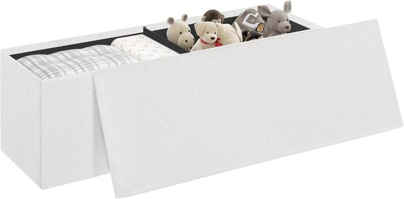 EUGAD Sitzbank mit Stauraum Weiß/Beige Teddyfleece 200 kg belastbar - Bild 2