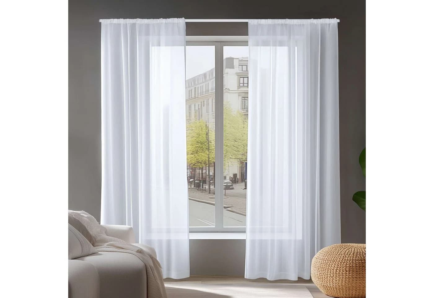 Deconovo Vorhang Gardinen Kräuselband Wohnzimmer Transparent 2er Set - Bild 2