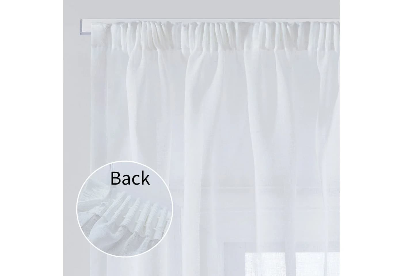 Deconovo Vorhang Gardinen Kräuselband Wohnzimmer Transparent 2er Set - Bild 3