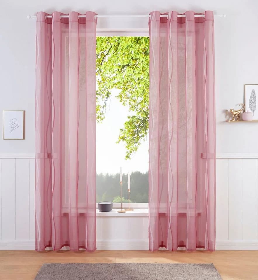 OTTO home Gardine Dimona 2er-Set Rosé Transparent Voile Ösen - Bild 2