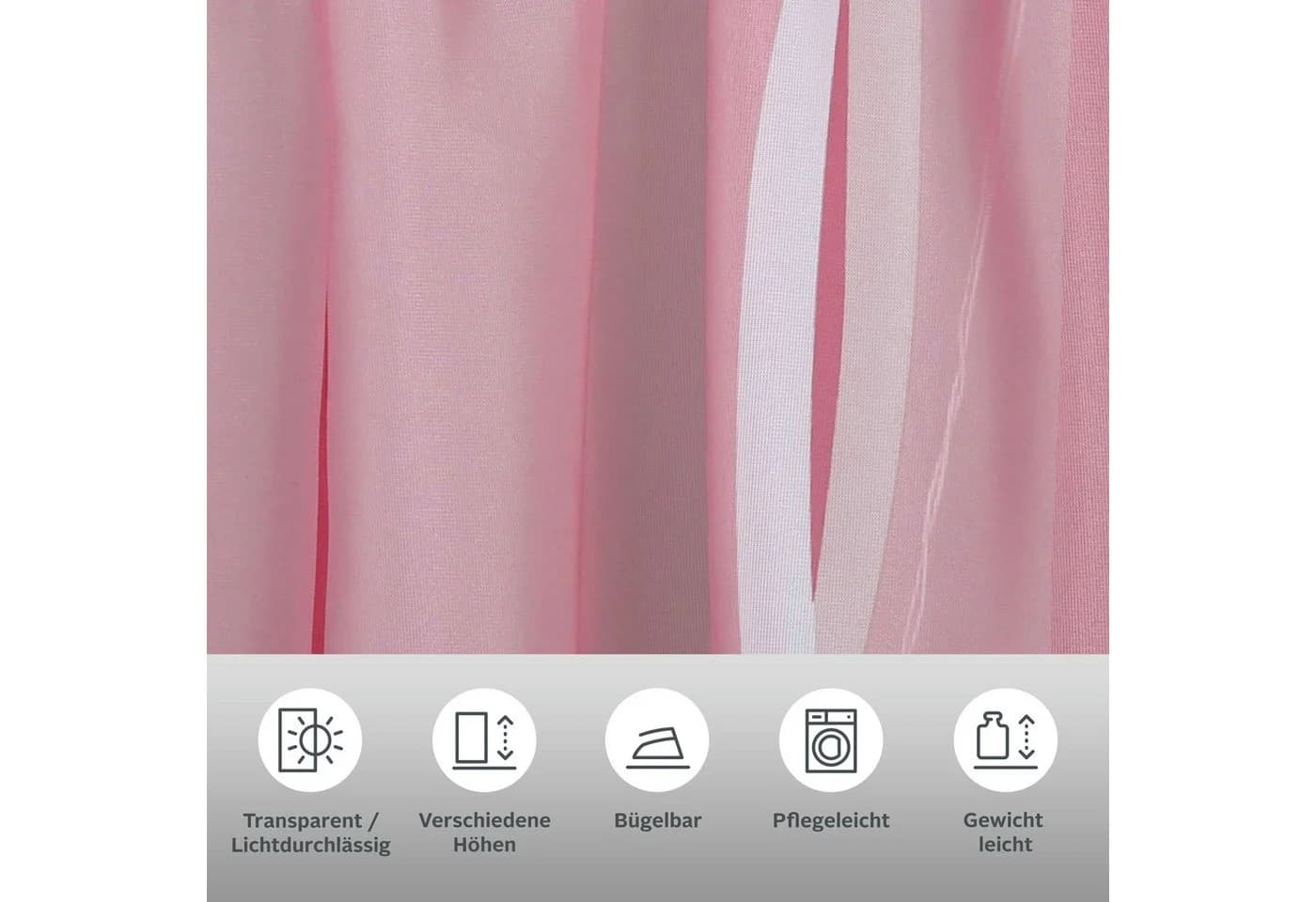 OTTO home Gardine Dimona 2er-Set Rosé Transparent Voile Ösen - Bild 3