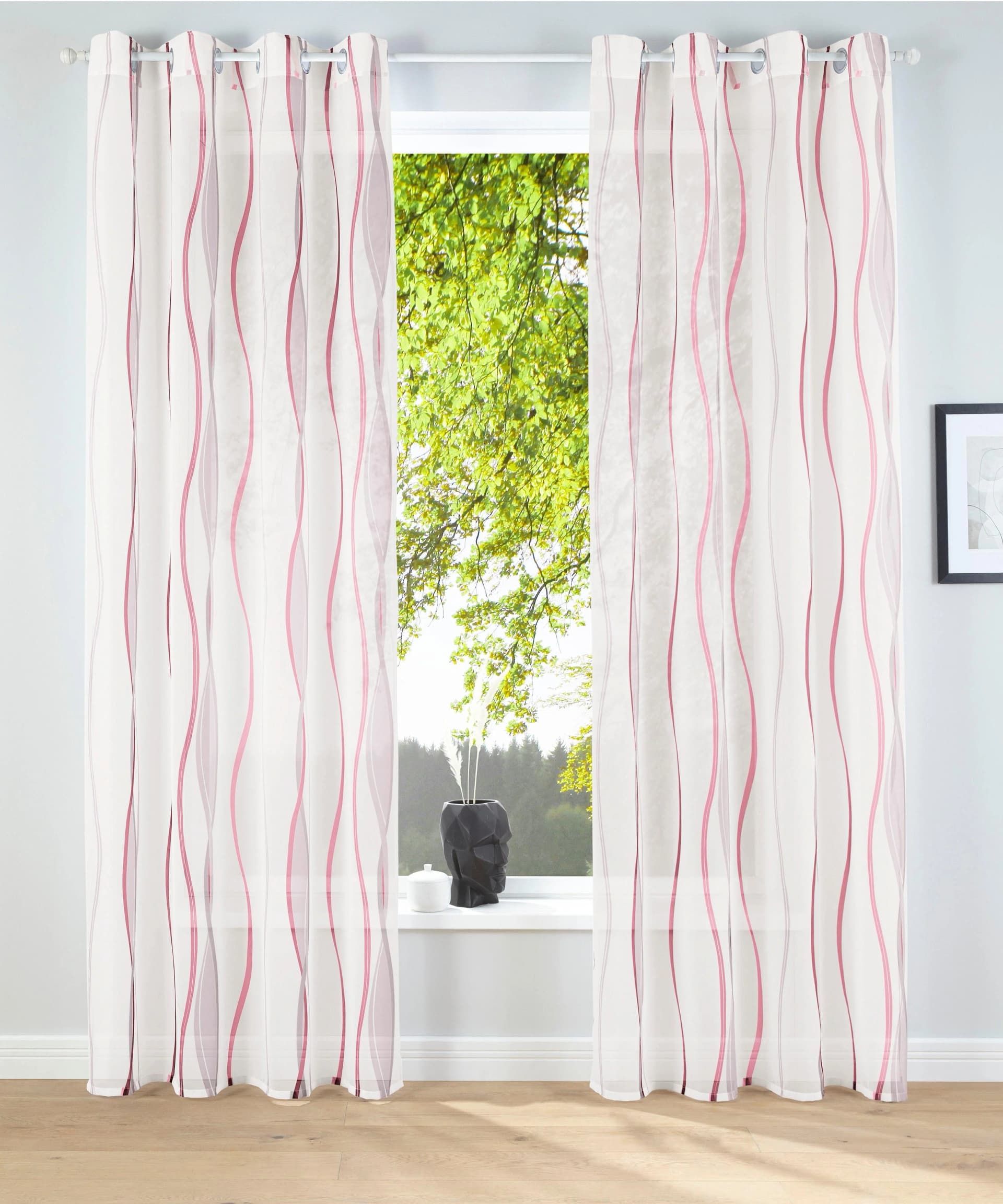 Gardine MY HOME Dimona Rosa Voile Polyester Wellen