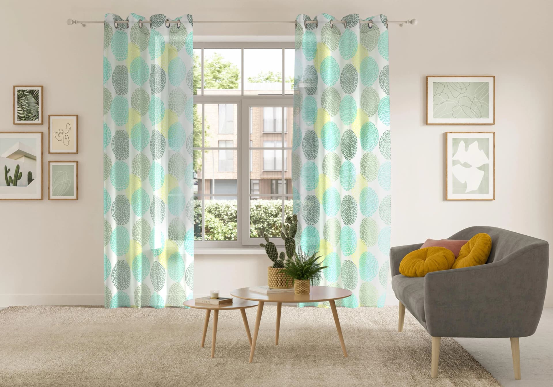 OTTO HOME Gardine Belem Grün Kreismotiv Polyester Voile