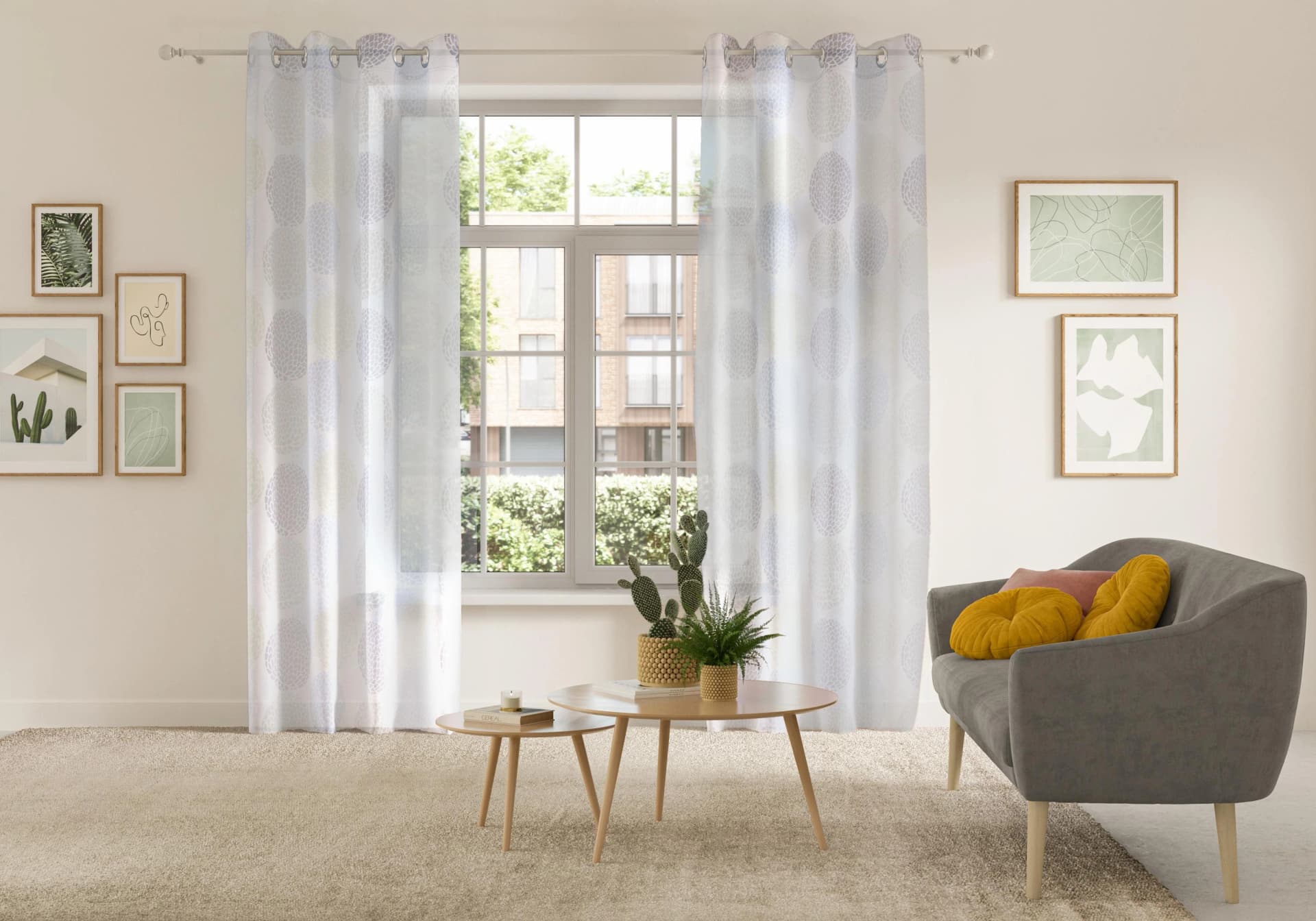 OTTO HOME Gardine BELEM Grau Kreismotiv Voile