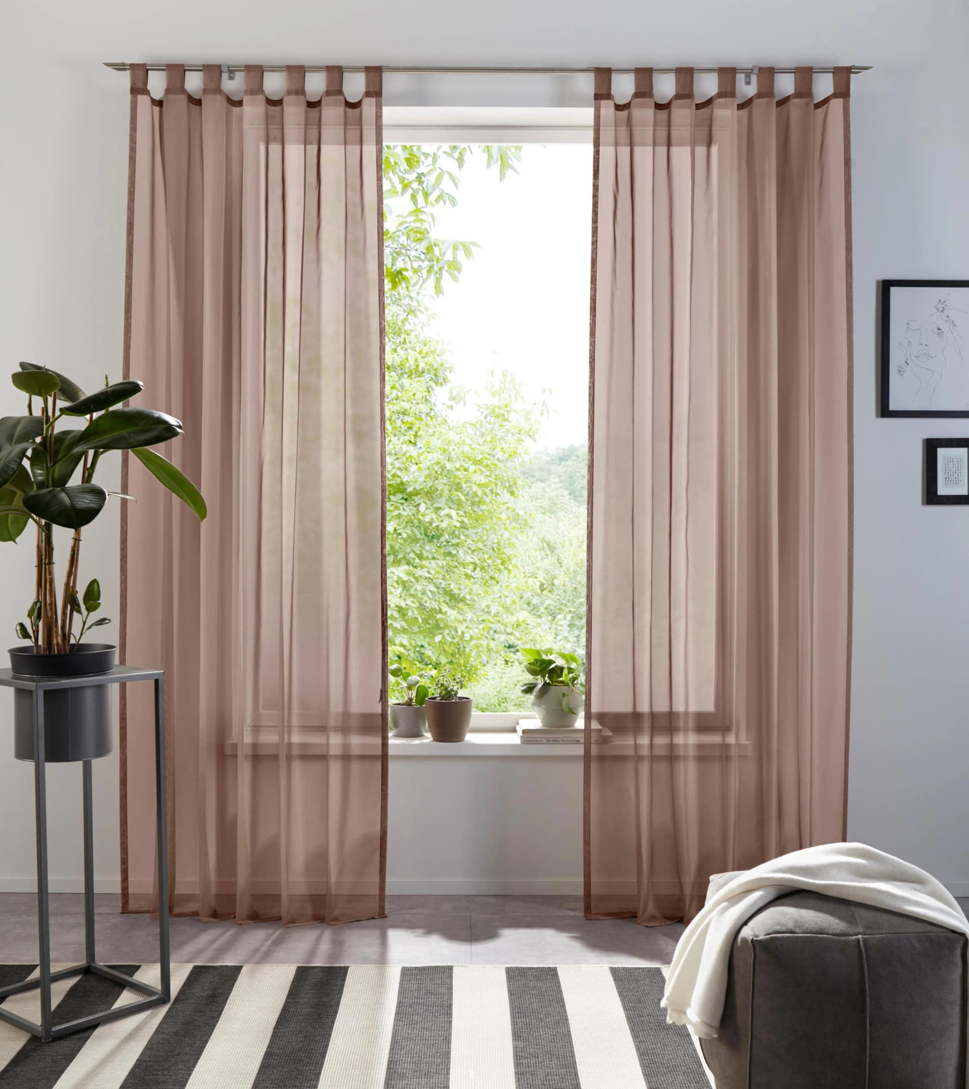OTTO HOME Gardine XANA Taupe Voile Schlaufen 145x145cm