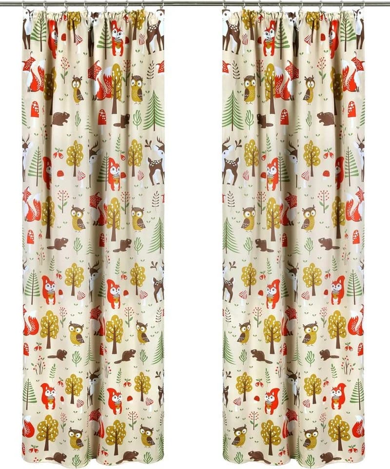 OTTO HOME Verdunkelungsvorhang Waldtiere Beige Bunt