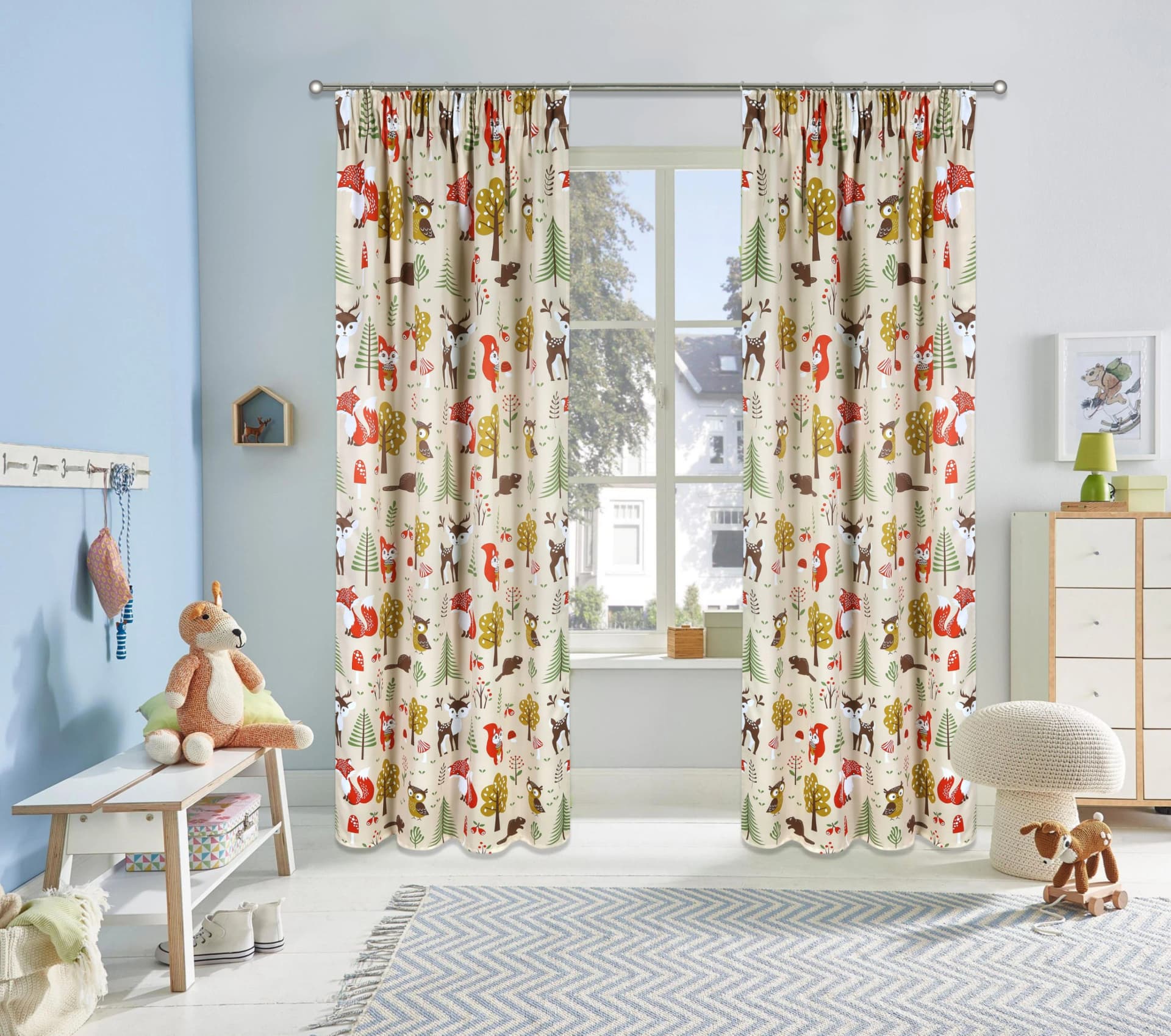 OTTO HOME Verdunkelungsvorhang Waldtiere Beige Bunt