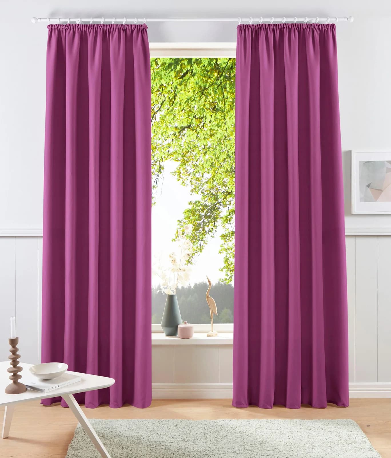 Vorhang MY HOME Raja Gardinen mit Kräuselband Wohnzimmer 2er-Set Lila