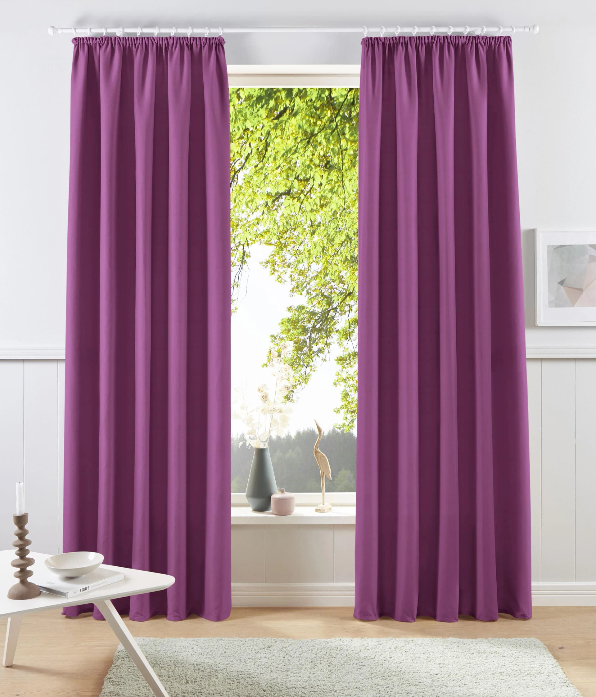 Vorhang MY HOME Raja Gardinen mit Kräuselband Wohnzimmer Lila