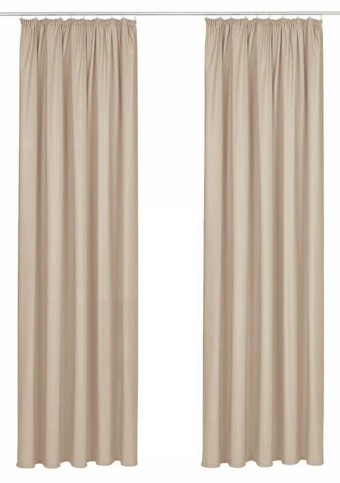 OTTO HOME Vorhang Raja 2er-Set Beige Kräuselband Blickdicht