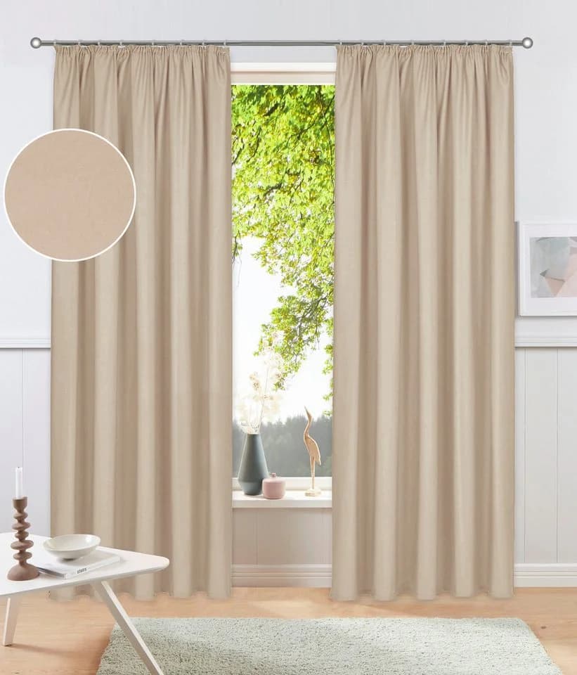 OTTO HOME Vorhang Raja 2er-Set Beige Kräuselband Blickdicht - Bild 2