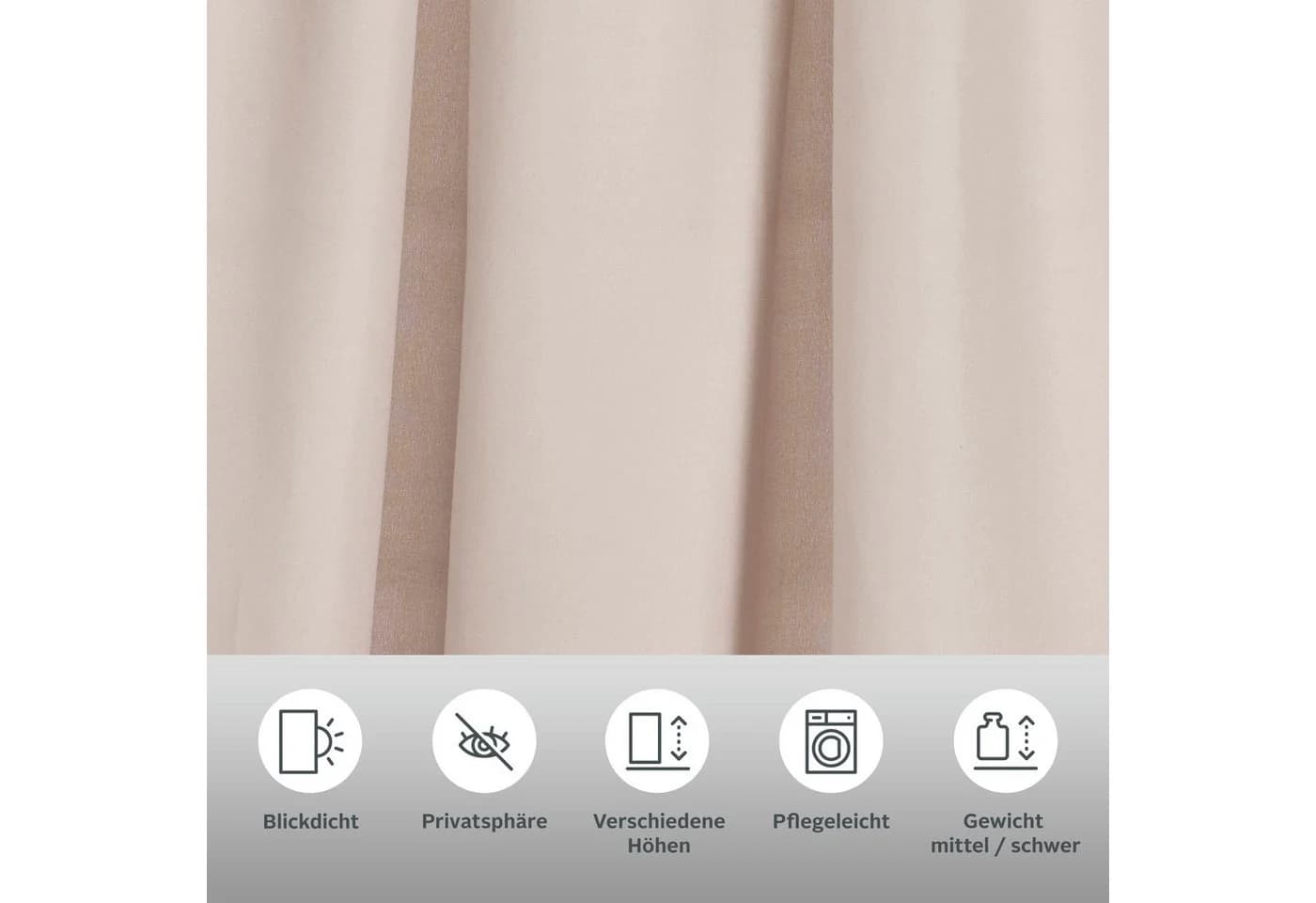 OTTO HOME Vorhang Raja 2er-Set Beige Kräuselband Blickdicht - Bild 3