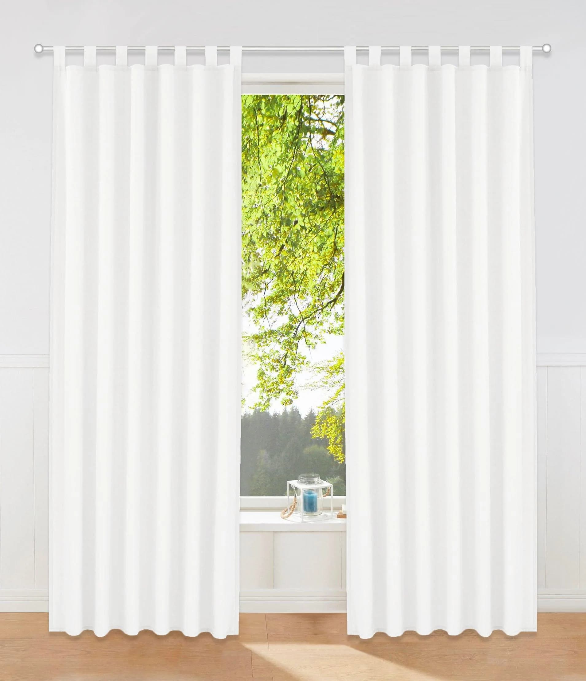 Weißer Polyester-Vorhang, Modern und Vintage, Blickdicht