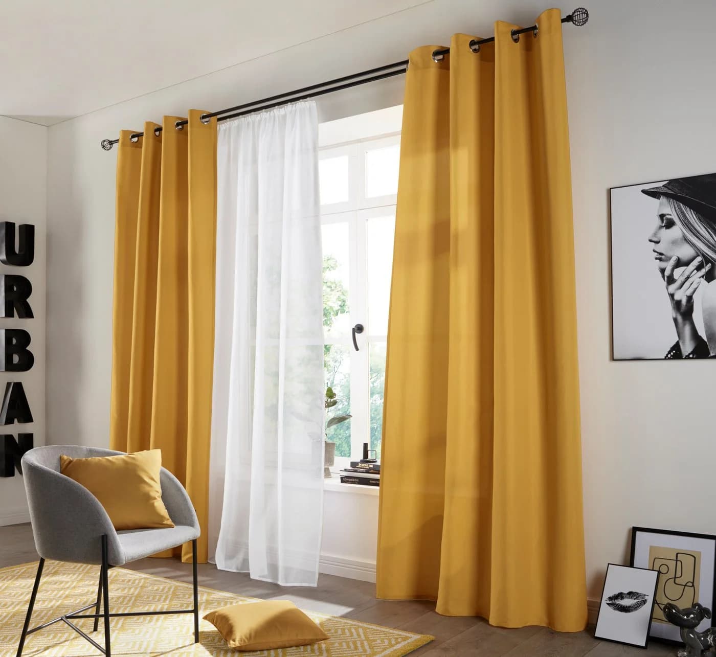 OTTO HOME Vorhang Raja Grau Messingfarben 2er-Pack Blickdicht - Bild 2