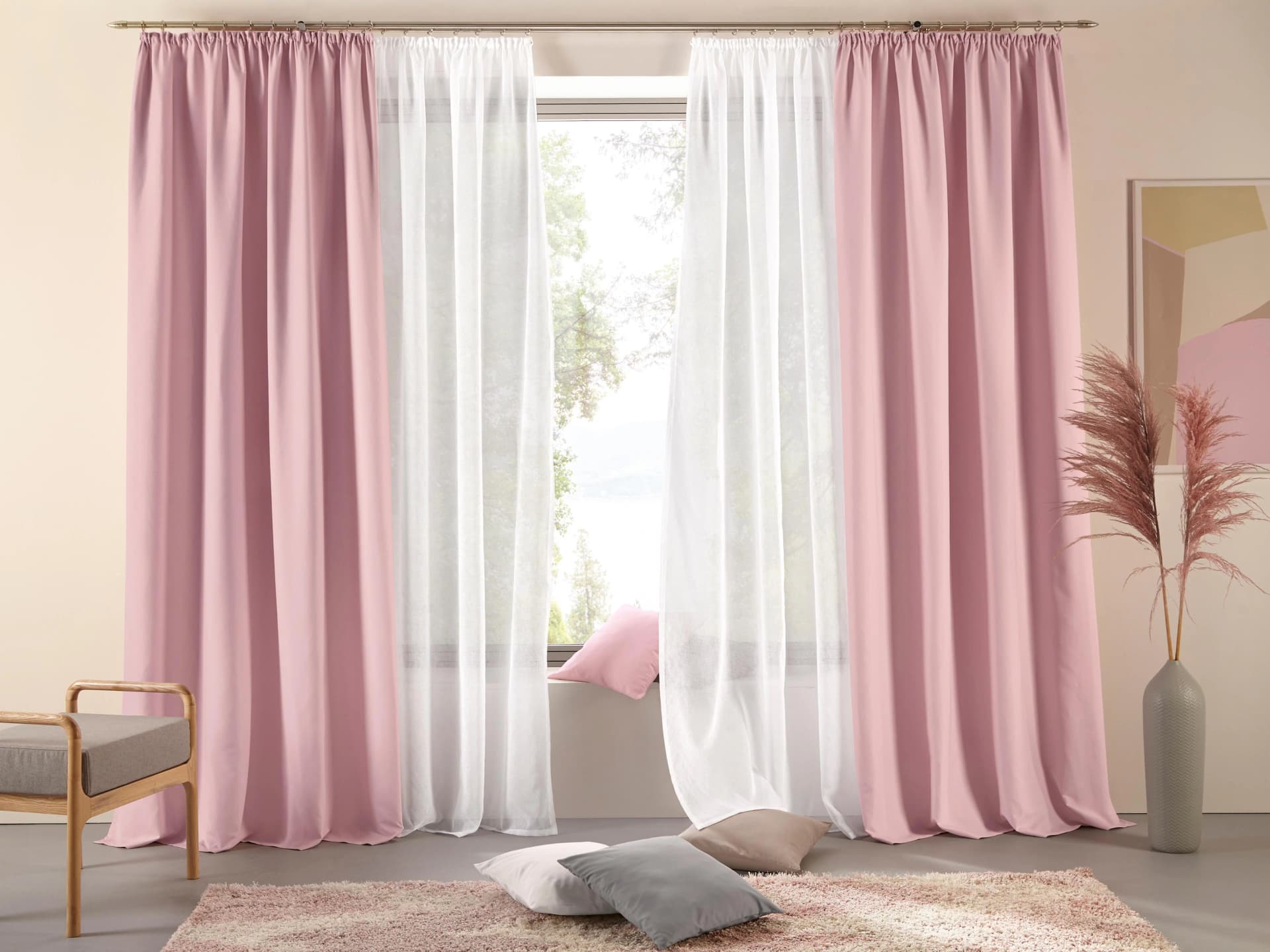 Vorhang MY HOME Parry Rosa 2er Set Blickdicht