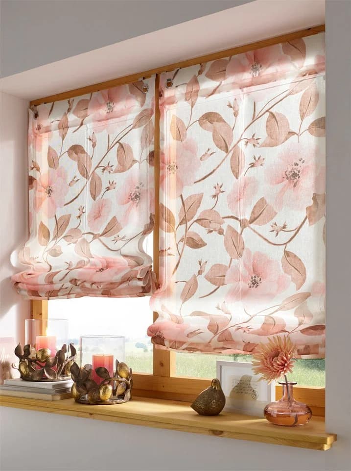 heine Raffrollo halbtransparent mit Blüten-Print und Ösen - Bild 2
