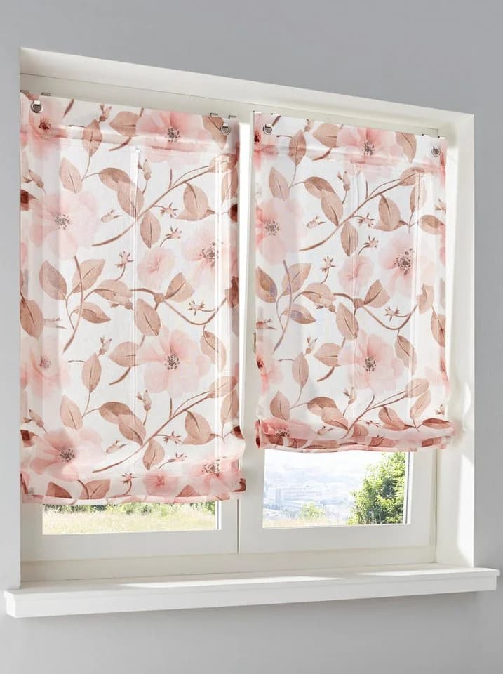 heine Raffrollo halbtransparent mit Blüten-Print und Ösen - Bild 4