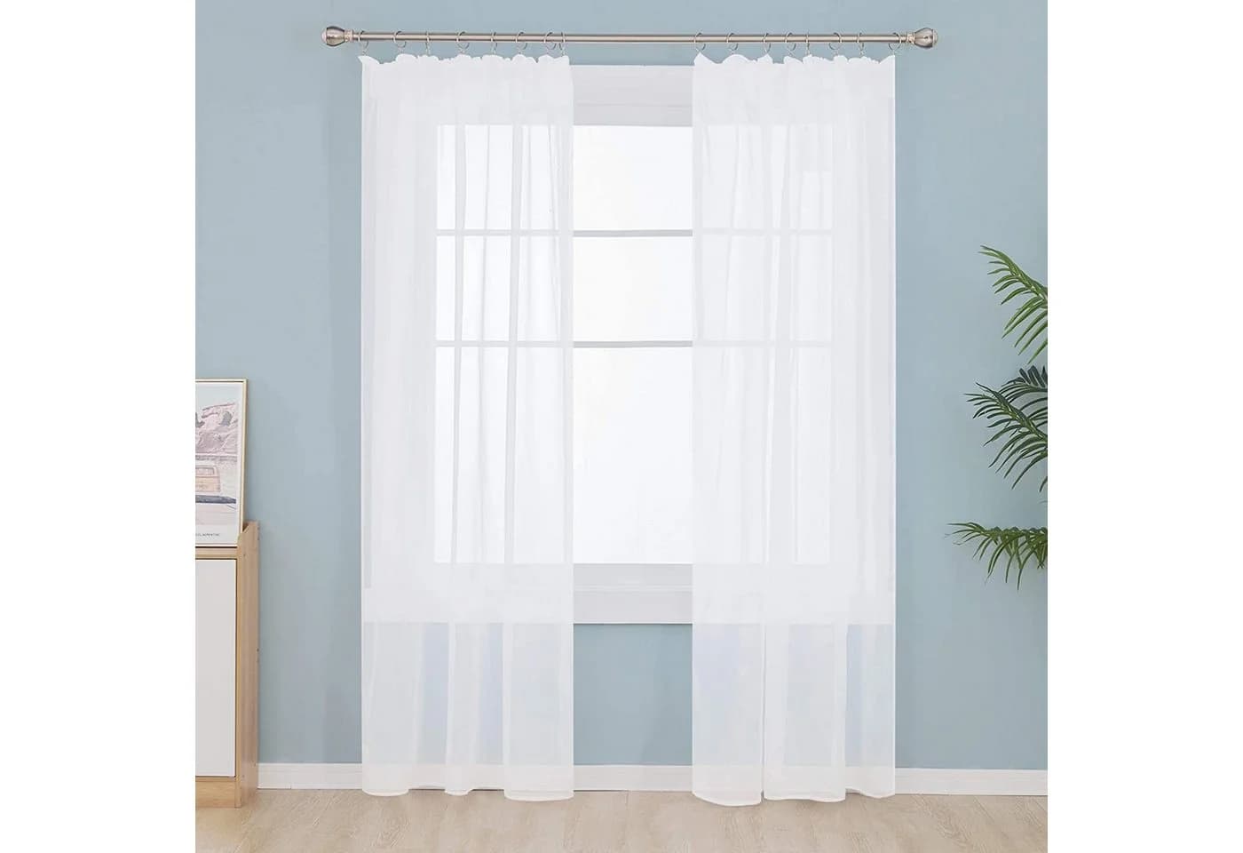 Deconovo Voile Gardinen 2er Set Transparent Stores Schal Schlafzimmer - Bild 2