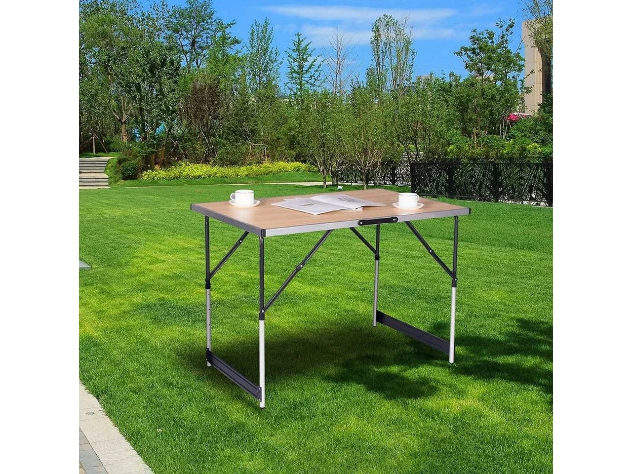 EUGAD Campingtisch höhenverstellbar klappbar MDF Aluminium Stahl