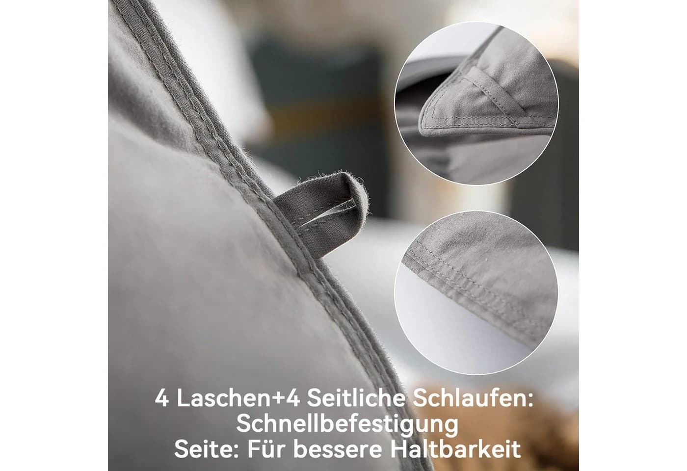 Elemuse Federbettdecke Ganzjahresdecke Grau 100% Baumwolle - Bild 5