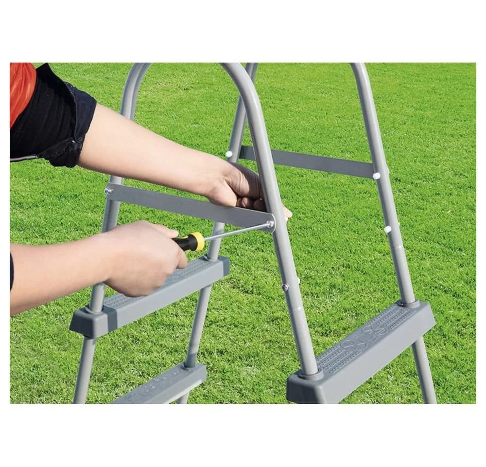 Bestway Poolleiter 2 Stufen Grau Stahl Kunststoff