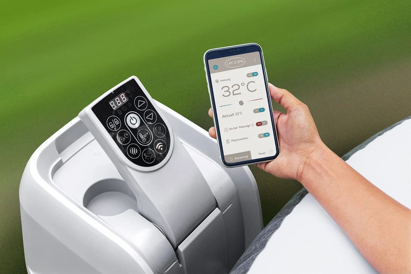 Bestway LAY-Z-SPA Mauritius AirJet Whirlpool Grau App-Steuerung - Bild 3
