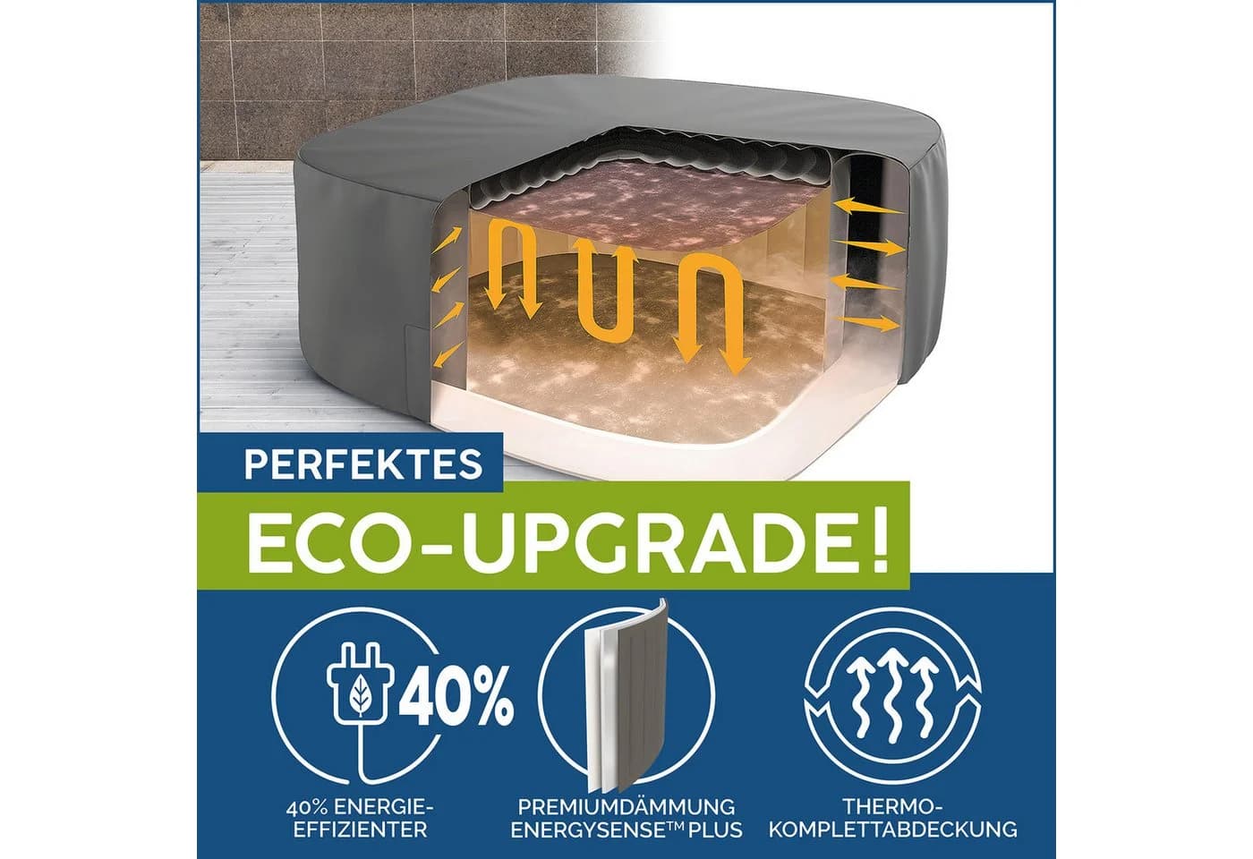 Bestway LAY-Z-SPA® Xtras EnergySense® Plus Pool-Abdeckplane Grau - Bild 3
