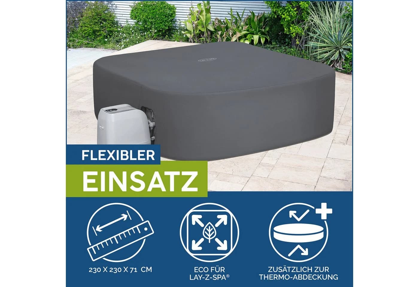 Bestway LAY-Z-SPA® Xtras EnergySense® Plus Pool-Abdeckplane Grau - Bild 5
